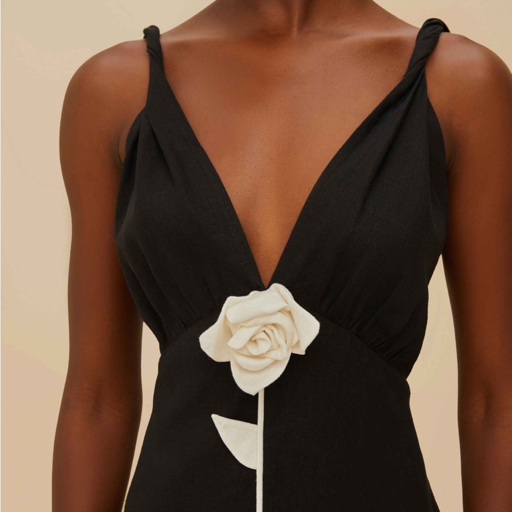 FARM Rio Black Mini Dress with White Floral Detail - Picture 8 of 12